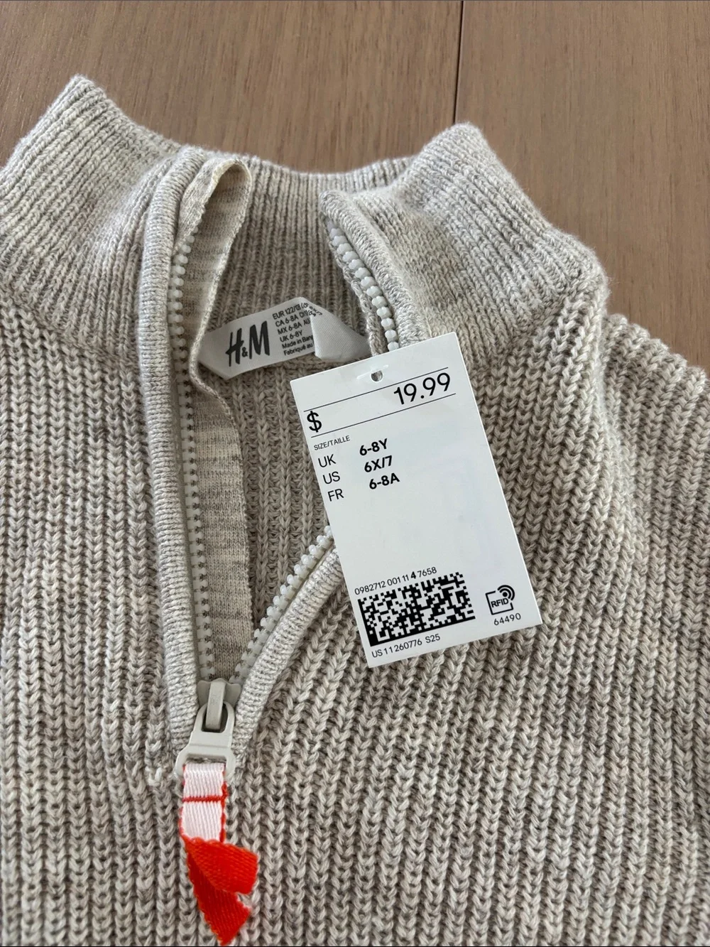H&M Kids Cream Half-Zip Knit Sweater